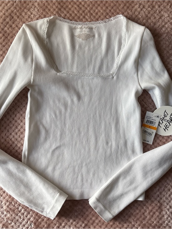 Derek Heart Tops - NWT Derek Heart Sweetheart Square Neck Ribbed Long Sleeve Top - White